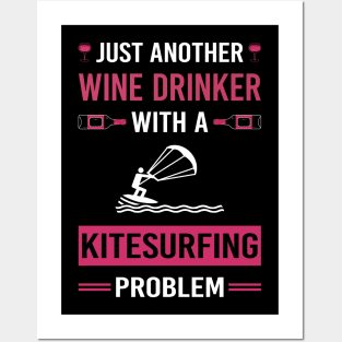 Wine Drinker Kitesurfing Kitesurf Kitesurfer Posters and Art